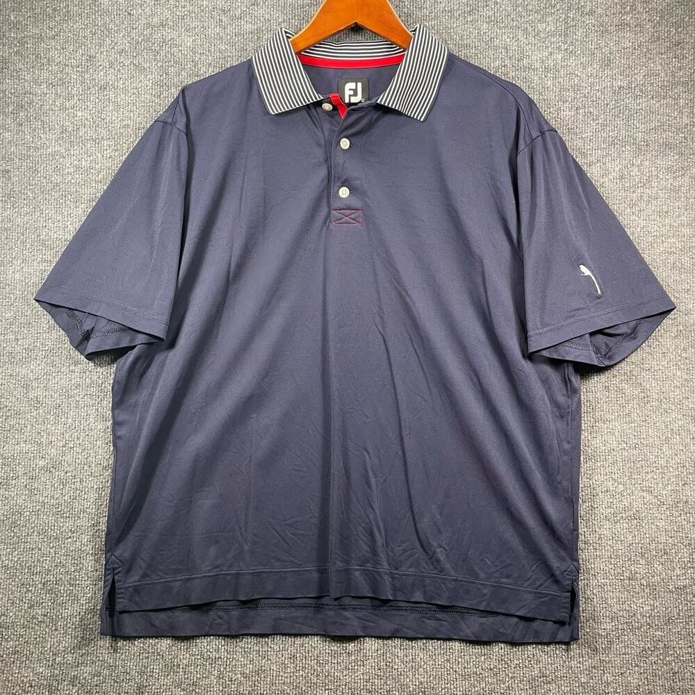 FootJoy Polo Golf Shirt Men's Large Blue Short Sleeve Stretch Casual Activewear